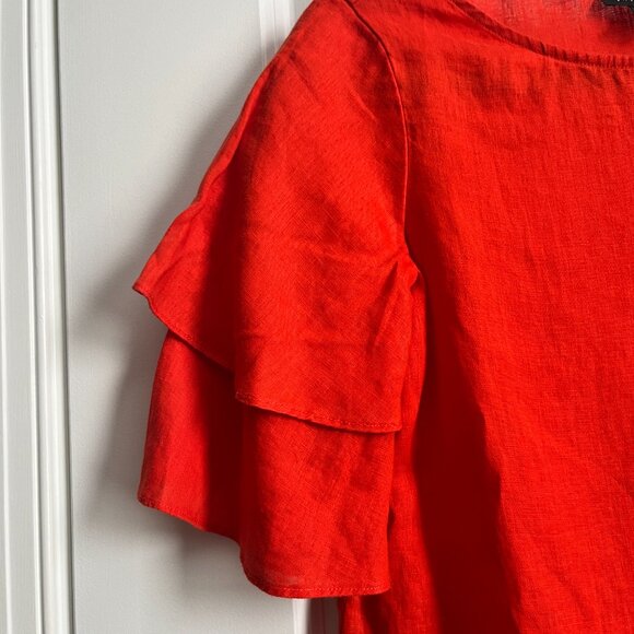 Ruffled sleeve linen top XS - Picture 5 of 8